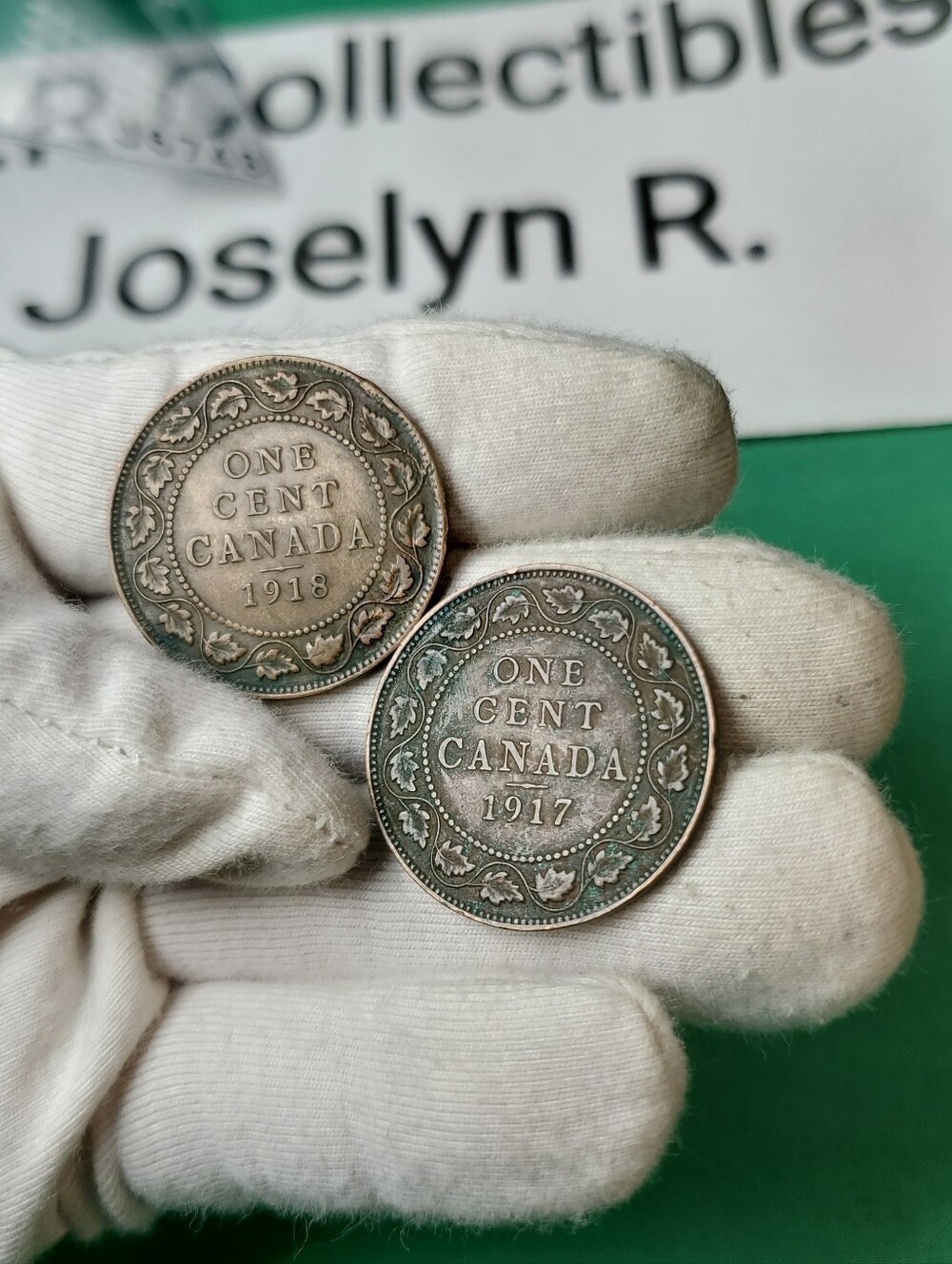 Lot of 2: 1917 & 1918 Canada Large Cents - King George V - Circulated w/ Patina